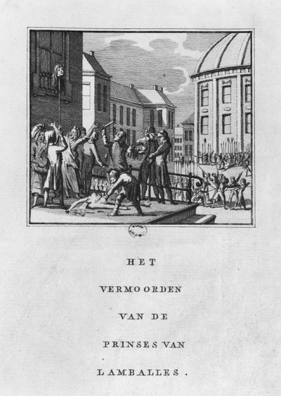 Zmrzačení Marie Therese Louise de Savoie-Carignan, princezny z Lamballe dne 3. září 1792 od Netherlandish School