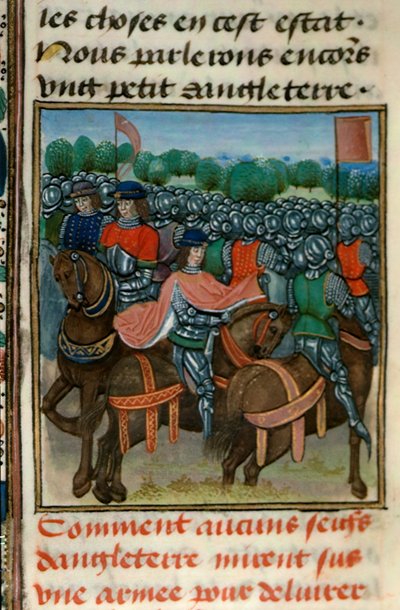 Royal 18 E.II fol.411v Rebellion against Henry IV (1367-1413) from Book IV of 
