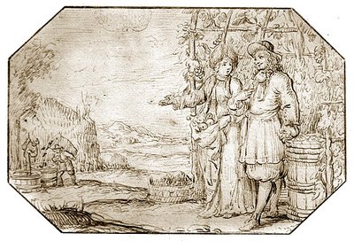 The Four Seasons: Autumn - Harvest, c.1675 (pero a sépiový inkoust na papíře) od Netherlandish School