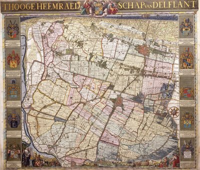 Nástěnná mapa Delftlandu, 1712 od Netherlandish School