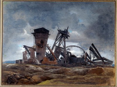 „Důlní studna“ 1915 (akvarel) od Neville Stephen Lytton