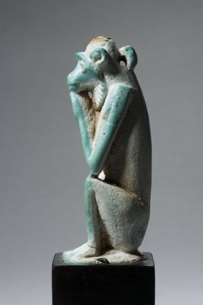 Amulet opice, 18.-19. dynastie, 1540-1186 (fajáns) (viz také 270369) od New Kingdom Egyptian