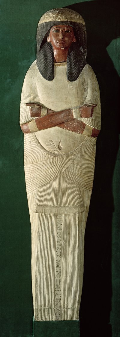 Panel víka Piaysovy mumie, cca 1279-1213 př. n. l. (lakované dřevo, štuk) od New Kingdom Egyptian