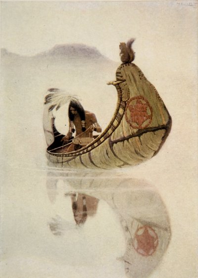 Frontispis z The Song of Hiawatha od Henryho Wadswortha Longfellowa (1807-82), hospoda. George G. Harrap und Company Ltd., 1911 (lept na měkkém podkladu) od Newell Convers Wyeth