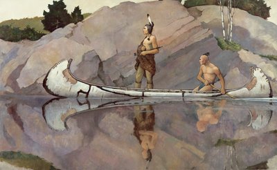Indiáni na kánoi od Newell Convers Wyeth