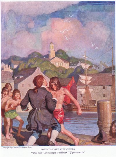 Johnny bojuje s Cherry! Přestaň, podařilo se mu zašeptat: Jestli chceš. , 1928 od Newell Convers Wyeth