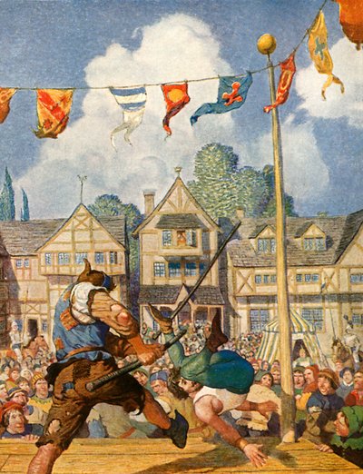 Malý John poráží Erica z Lincolnu od Newell Convers Wyeth
