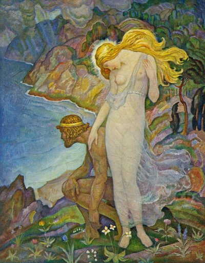 Odysseus a Calypso od Newell Convers Wyeth