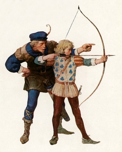 Robin Hood trénuje mladého lukostřelce od Newell Convers Wyeth