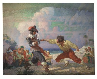 Duel na pláži od Newell Convers Wyeth