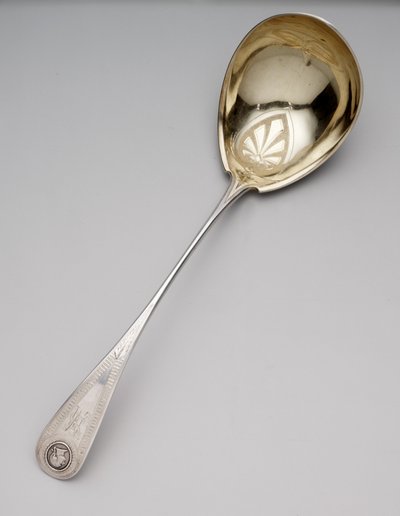 Naběračka na polévku, cca 1860 (stříbrná a zlacená mince) od Newell Harding and Co.