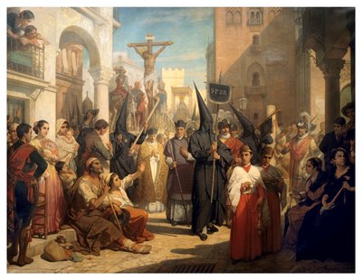 Velký pátek procesí v Seville (olej na plátně) od Nicaise de Keyser