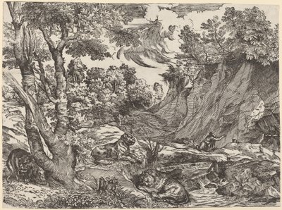 Svatý Jeroným v divočině od Niccolò Boldrini after Titian