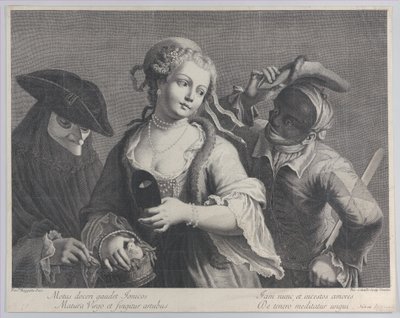Tři polodlouhé postavy z benátského karnevalu, 1750-1822., 1750-1822. od Niccolò Cavalli