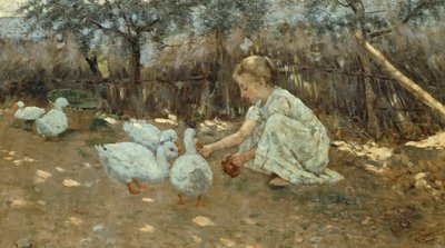 Husí stádo, kolem roku 1892, Niccolo Cannicci (1846-1906), olej na plátně, 40,5x70,5 cm. od Niccolo Cannicci