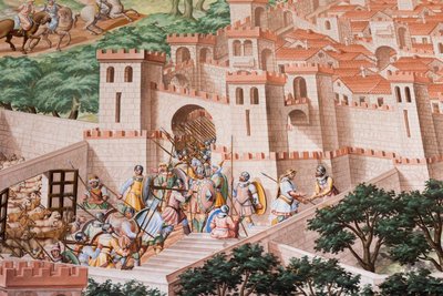 Detail fresky v sále bitev bitvy z roku 1431 u La Higueruela od Niccolo Granello