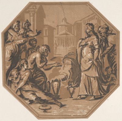 Lidé vzdávající hold kráse Psyche, ca. 1540-50., ca. 1540-50. od Niccolo Vicentino