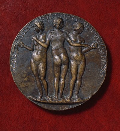 Medaile zobrazující Tři Grácie (bronzová) od Niccolo di Giovanni Fiorentino