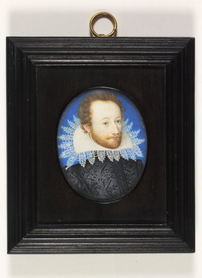 Gentleman zvaný hrabě z Essexu (akvarel na slonovině) od Nicholas (school of) Hilliard