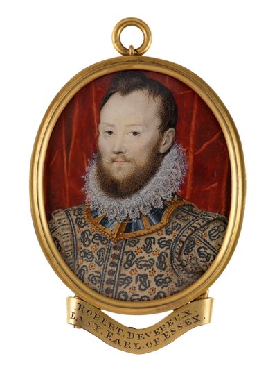Robert Devereux, 2. hrabě z Essexu, asi 1590 (akvarel) od Nicholas (school of) Hilliard