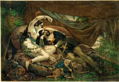 Mexičanka Alaida, sestra aztéckého náčelníka Zingariho, s Cortésem v jeho stanu... od Nicholas Eustache (after) Maurin