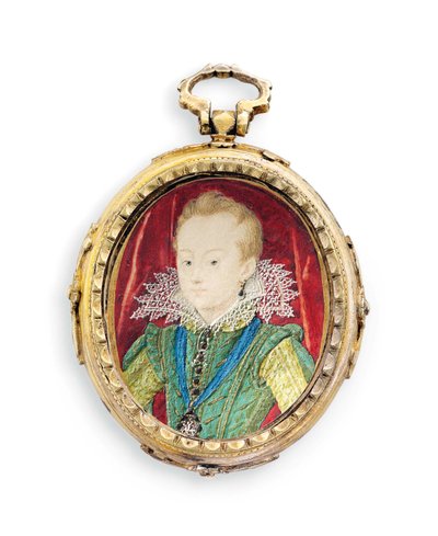 King Charles I, když vévoda z Yorku, jako chlapec (vellum v pozdějším zlaceném kovovém rámu) od Nicholas Hilliard