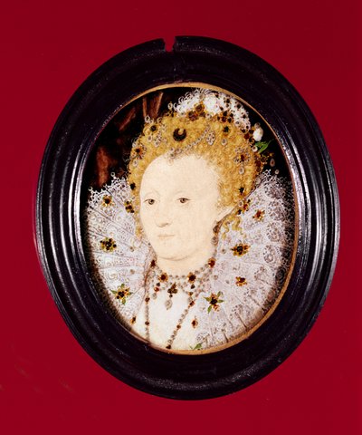 Portrét královny Alžběty I. (akvarel na pergamenu) od Nicholas Hilliard