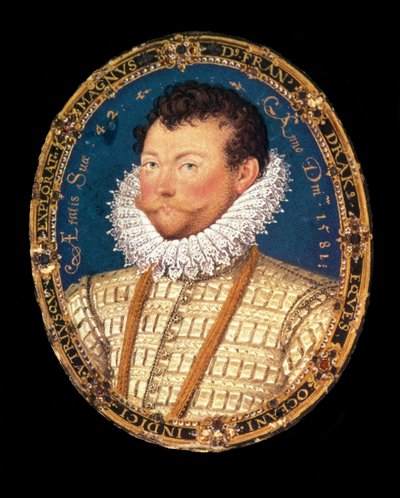 Portrét sira Francise Drakea, 1581 od Nicholas Hilliard