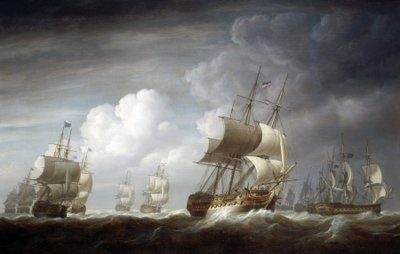 Flotila indických lodí, britských lodí Východoindické obchodní společnosti. Olej na plátně od Nicholas Pocock