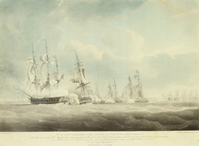 HMS "Pallas" proplouvá v závětří lodí "La Minerve" a "La Lynx", "Palinure" a "Sylph". od Nicholas Pocock