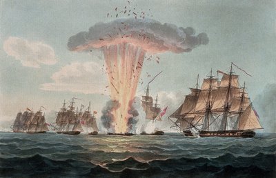 Zajetí a zničení čtyř fregat ze španělského pokladu u pobřeží Cádizu (Španělsko) 5. října. od Nicholas Pocock