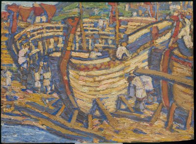 Stavba lodí. Skica k obrazu stejného názvu, 1903 od Nicholas Roerich