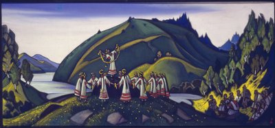 Dekor pro balet "Svěcení jara" od Igora Stravinského, 1945 od Nicholas Roerich
