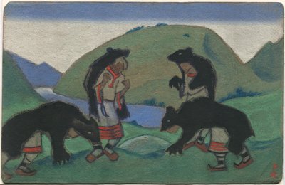 Elders in Bearskins, výzdoba a návrh kostýmů pro Stravinského balet "Le Sacre du Printemps", 1944 od Nicholas Roerich