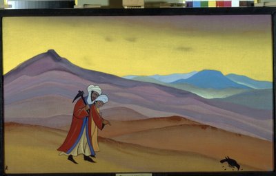 Khosrow a Shirin. Perská legenda 13. století: milostný příběh mezi sasánovským králem Khosrowem II a křesťanskou princeznou Shirin. Obraz Nicholas Roerich (1874-1947), tempera na plátně od Nicholas Roerich