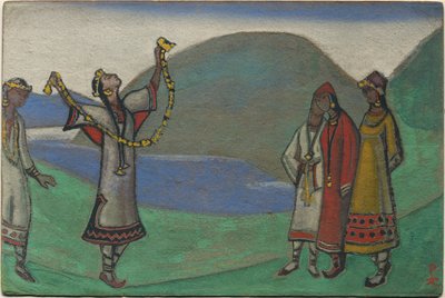 Dívky, výzdoba a návrh kostýmů pro Stravinského balet "Le Sacre du Printemps", 1944 od Nicholas Roerich