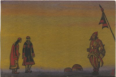 Polovci, Polovci a panny, kostýmní návrh pro "Polovské tance" z Borodinovy opery "Princ Igor", 1943 od Nicholas Roerich