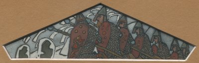 Náčrt pravého trojúhelníkového zdobení majolikového vlysu „Northern Life“, 1905 od Nicholas Roerich