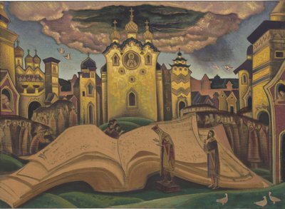 Golubinaya Kniga (Kniha holubice, le livre de la colombe) par Roerich, Nicholas (1874-1947). Tempera na plátně, rozměr : 73,5x101,5 od Nicholas Roerich
