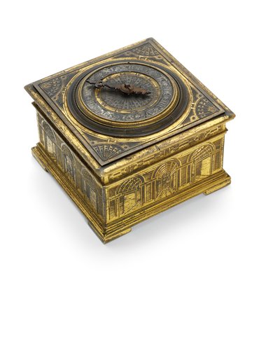 Ryté výrazné horizontální stolní hodiny Alžběty I., kolem 1590-1600 od Nicholas Vallin