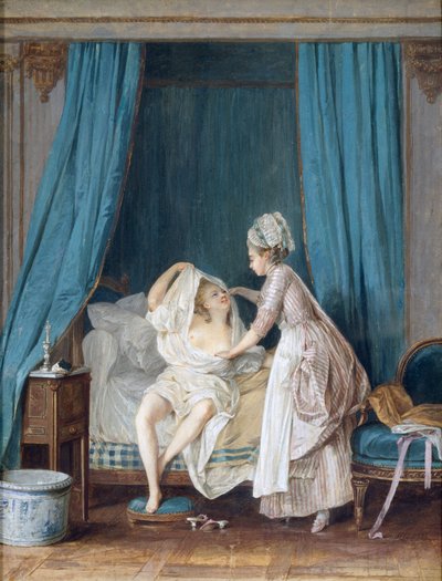 Dáma vstává z postele, 1776 od Niclas II Lafrensen
