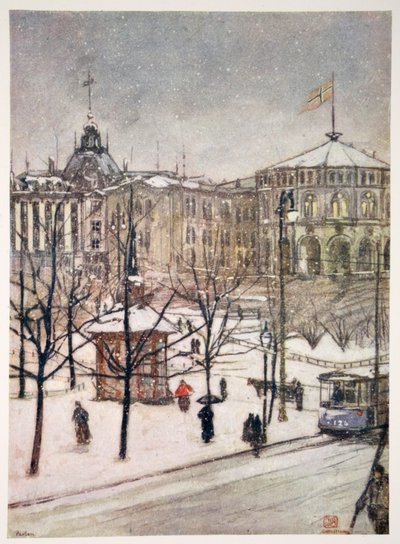 Budovy parlamentu (Strorthing), Christiania, 1905 od Nico Jungman