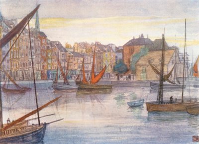 Quai Sainte Catherine, Honfleur (barevná litografie) od Nico Jungmann
