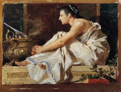 Studie pro geografii, Nicolo Barabino (1832-1891), olej na panelu od Nicolo Barabino