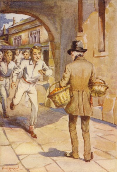 Na malého bledého muže (barva litho) se vrhli malí chlapci. od Nicol Laidlaw