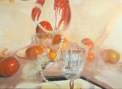Kočka s rybou, 2011 (olej na plátně) od Nicola Pucci