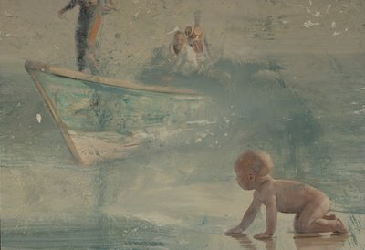 Dítě na pláži, 2016 (olej na plátně) od Nicola Pucci