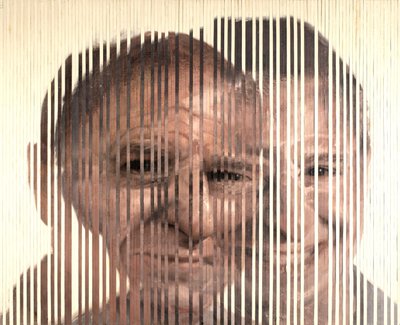Face Fusion III, 2007 (olej na plátně, řezaný a nanesený na desku) od Nicola Pucci