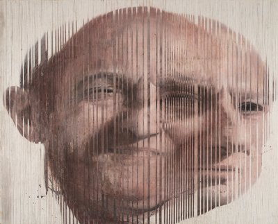 Face Fusion I, 2007 (olej na plátně, řezaný a nanesený na desku) od Nicola Pucci