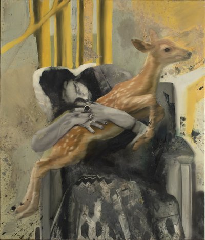 Frida s jelenem, 2018 (olej na plátně) od Nicola Pucci